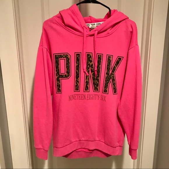 PINK Victoria's Secret Tops - PINK Leopard Logo Hoodie